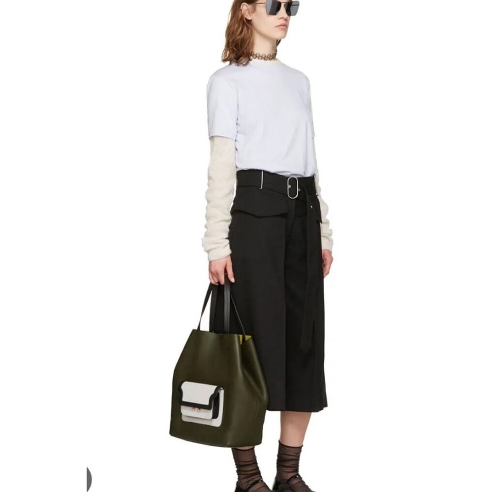 Acne Studios INEZ Wool Pleated Wide Leg Cropped Culotte Pant PSS17 Black Sz 36 - Picture 14 of 14